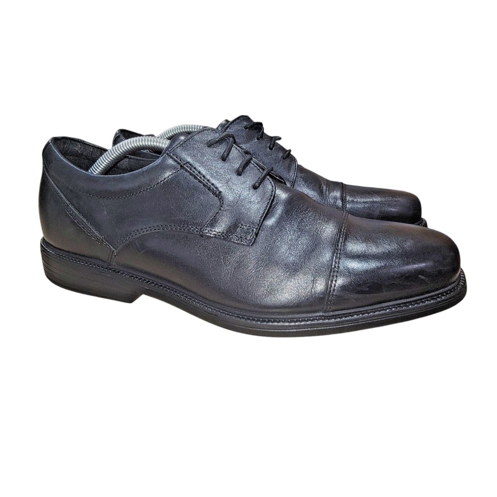 Rockport Charles Road Mens Black Leather Cap Toe Oxford Dress Shoes 11.5 M V8055